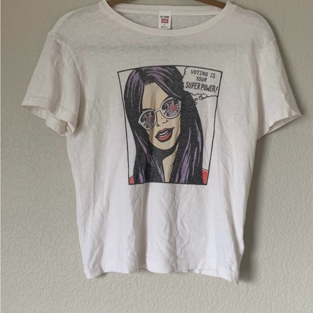 Re/Done Hanes comic collaboration white tee